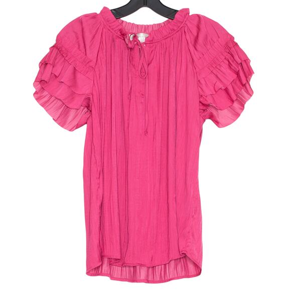 Catherine Malandrino Top Y2K Coquette Romantic Feminine Cottage Boho Pink Large - Picture 1 of 5
